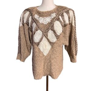 Vintage Bonnie and Bill by Holly Sweater Beige & cream Size L